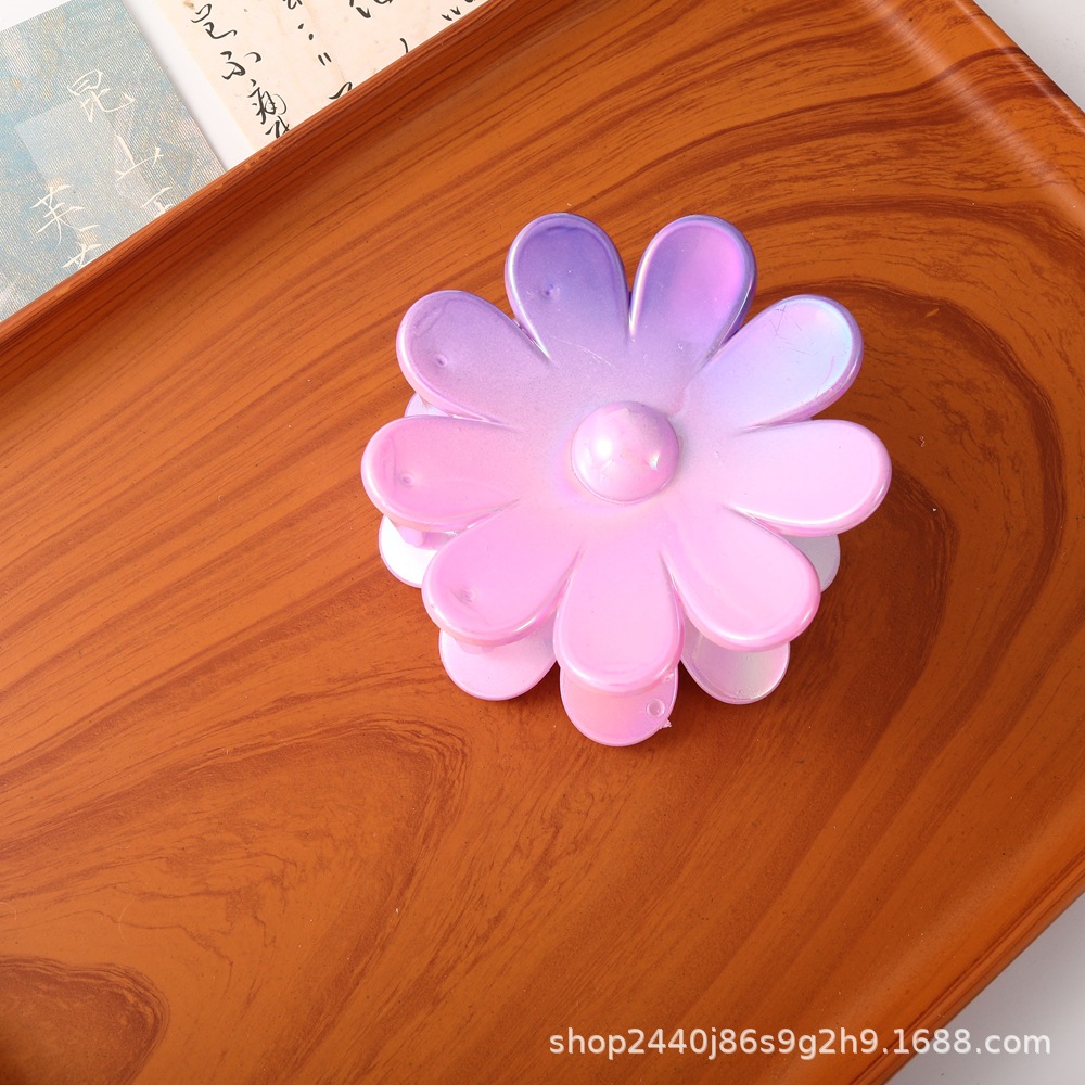 Nuevo color frangipani acrílico pinza para el cabello flor pinza de agarre de alta calidad elegante accesorio para el cabello de mujer pinza de tiburón de agarre lateral