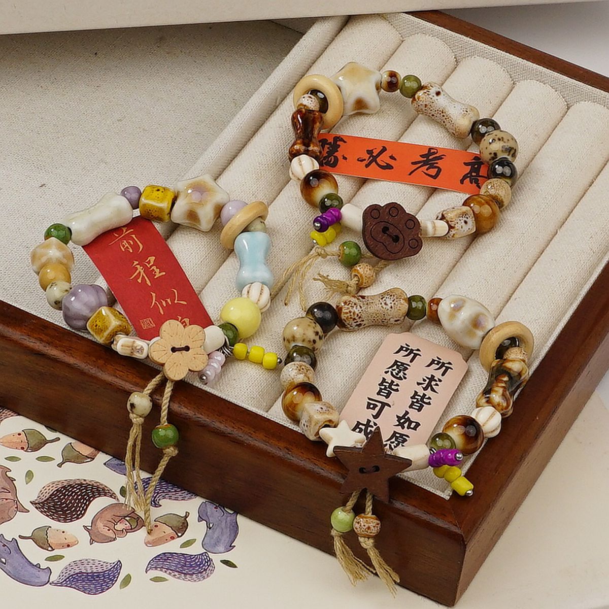 Jingdezhen Ceramic Bracelet Explosive Women's Jewelry New Chinese Style Fresh Style Ancient Style Beaded Handmade Woven Jewelry