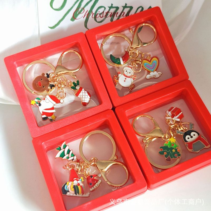 新しいクリスマスのキーホルダーギフトボックス漫画かわいい高級感雪だるまキーホルダー創意バッグストラップ|undefined