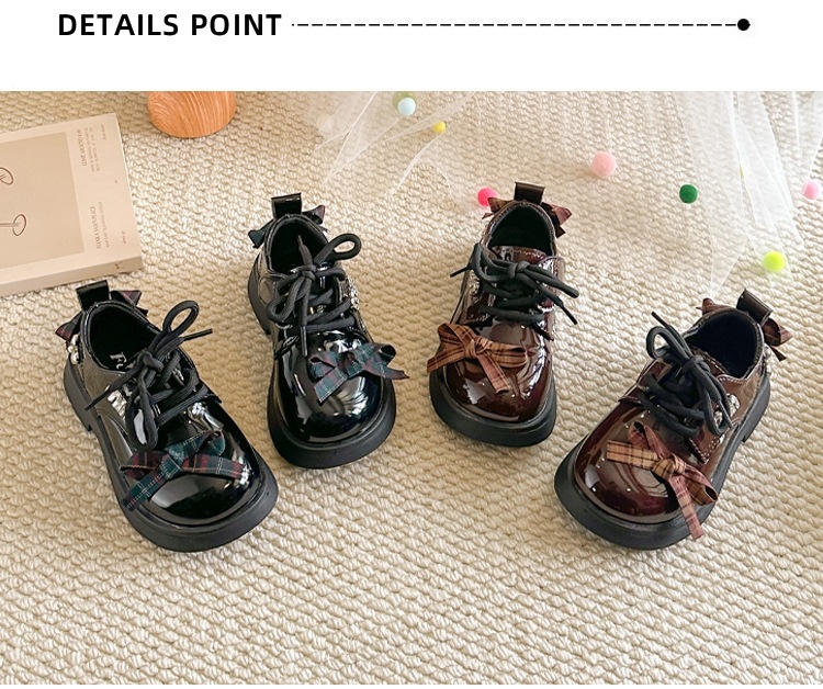 Mädchen Lederhalbschuhe Im Britischen Stil Mit Schleife Und Karo_voghion.com