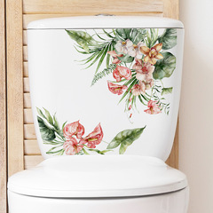 M-244熱帶綠植花朵葉子馬桶貼浴室衛生間美化裝飾牆貼紙批發自粘