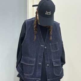 V领牛仔马甲 2026秋季新款 韩版时尚无袖开衫叠穿宽松上衣女9931