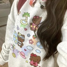 嘻哈圆领卫衣女外搭甜美清新学生无帽上衣印花秋冬极简网红原创潮