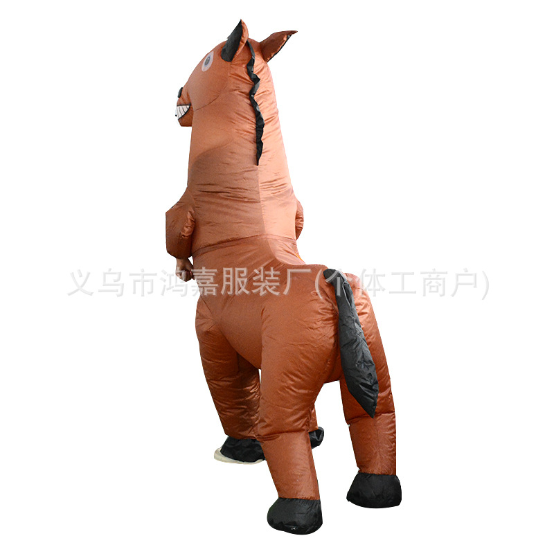 Accesorios de fiesta de Halloween transfronterizos traje de marioneta para padres e hijos caballo de montar animal juego de rol divertido traje inflable de montar a caballo image 6