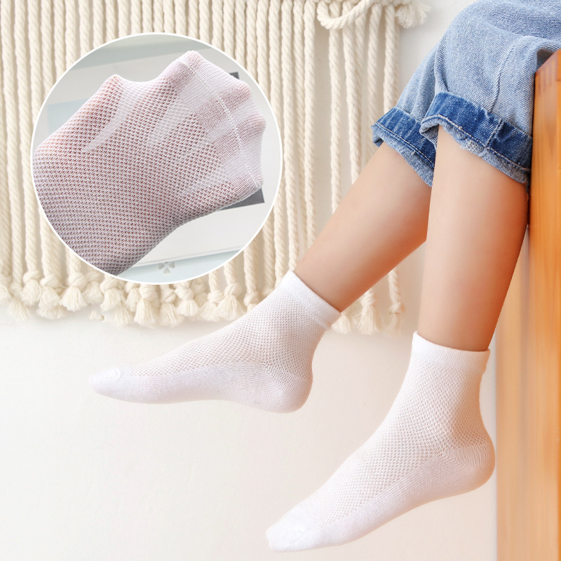 Summer children's white student socks th...