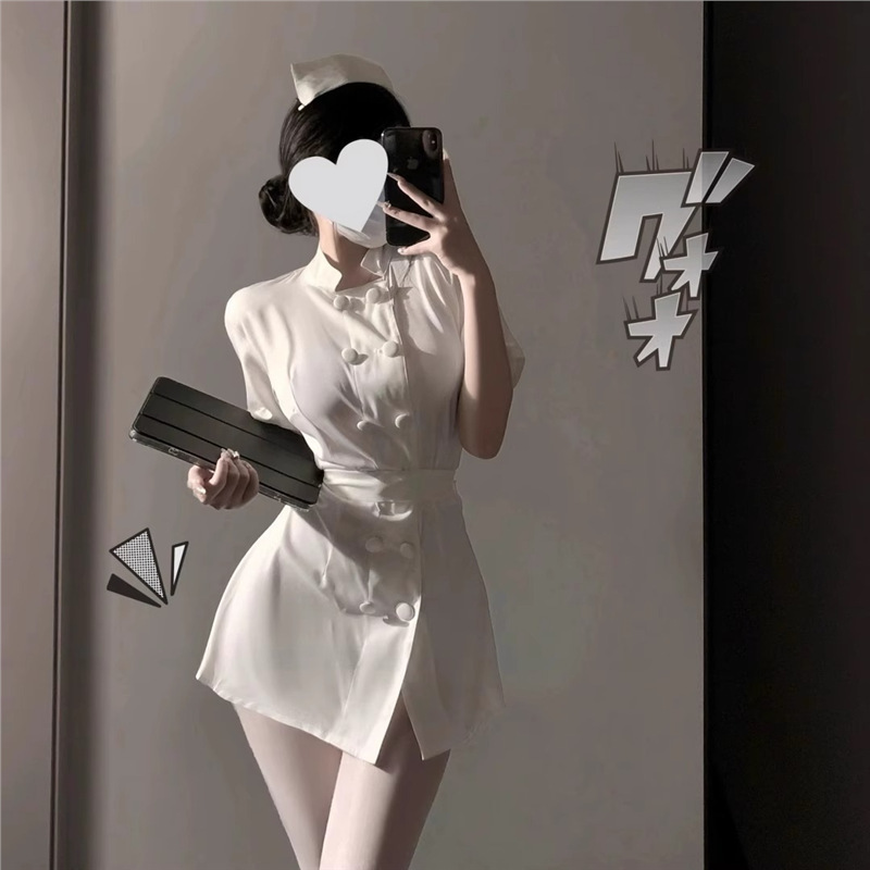 Sexy Pure Desire Nurse Doctor Cosplay Uniform Set White Angel Dress Lingerie