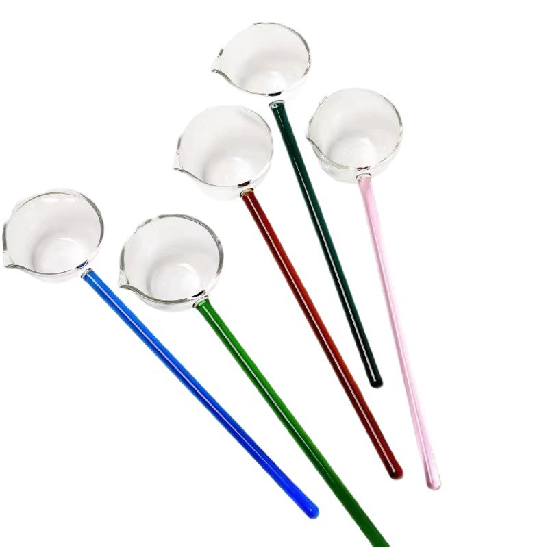 Чистая красная ложка Высокое боросиликатное Термостойкое стекло суп ложка стеклянная ложка горячее масло ложка может быть непосредственно открытым пламенем Отопление ложка суп ложка