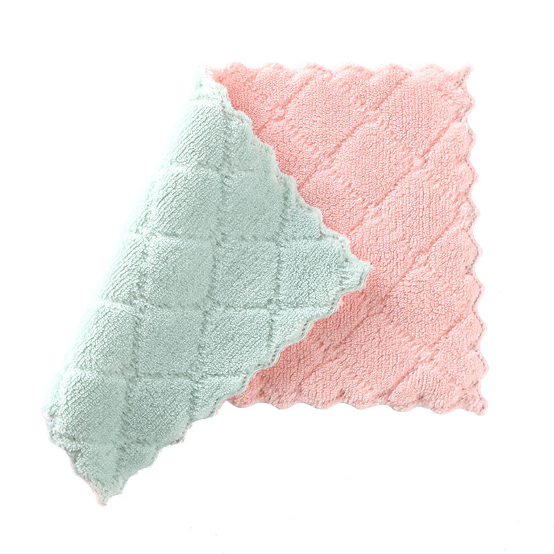 Doble cara de coral paño grueso y suave trapo MESA DE LIMPIEZA plato de cocina paño absorbente de limpieza espesado trapo perezoso descontaminación estropajo