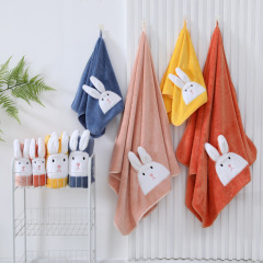 Japanese-style cartoon patchwork rabbit thick bath towel set for children, household, adult, water-absorbent, non-falling hair, soft