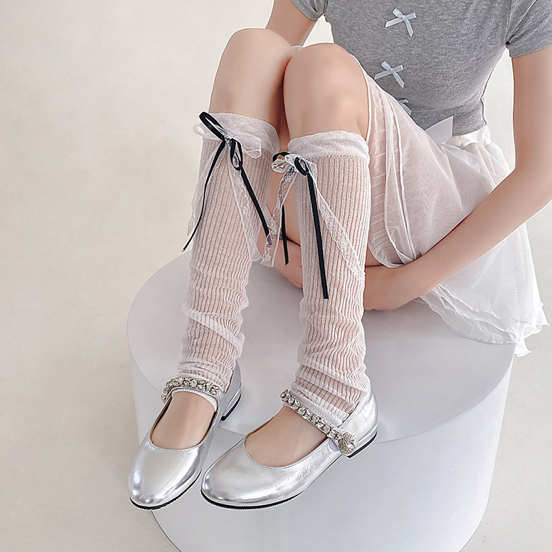 Lolita pilar pilar calcetines de pantorrilla ballet rayas de protección solar burbuja boca delgada japonesa arco de piernas de niñas