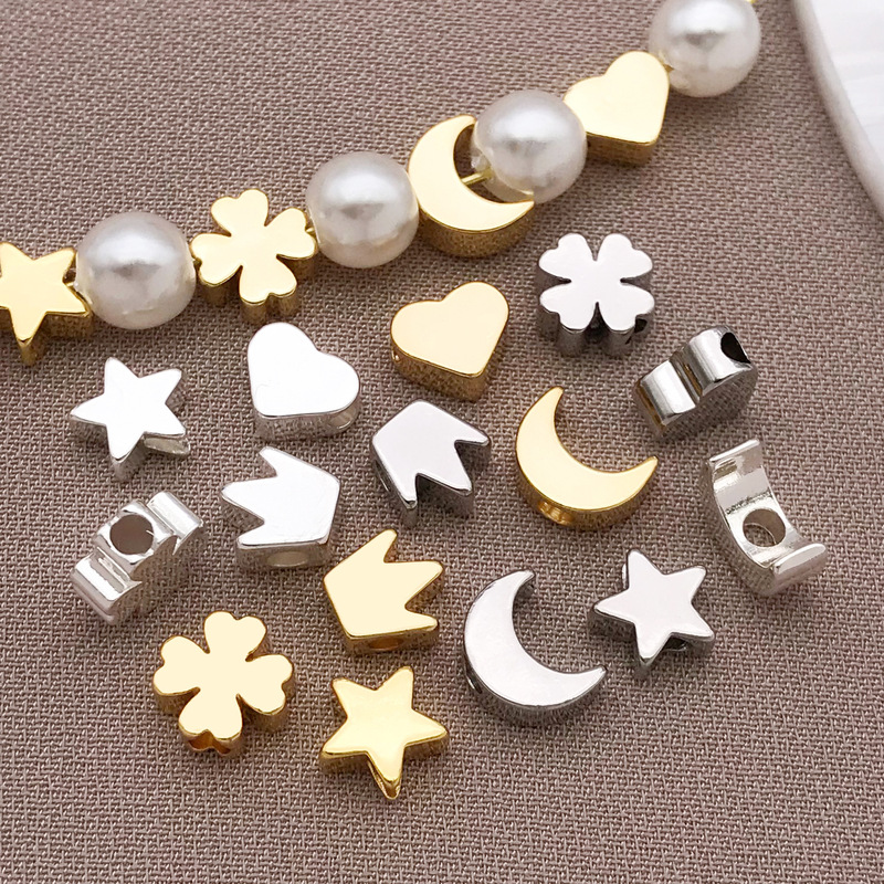 18K ゴールデン光沢のある五芒星ムーンラブビーズ DIY ジュエリーアクセサリーピアスビーズネックレスブレスレットスペーサー|undefined