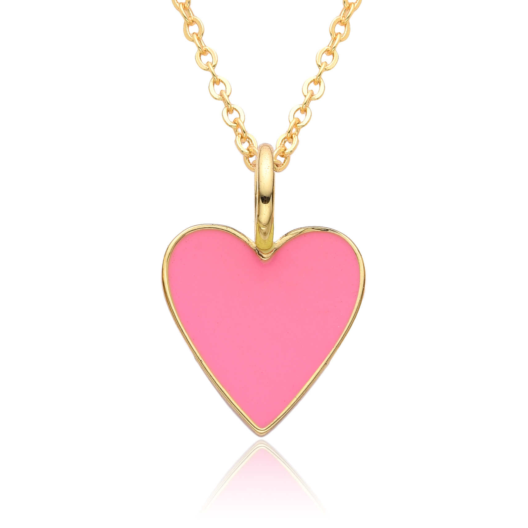 10g Weight Pendant Necklace Classification cable chain Chain Type 1 Piece Quantity Daily, Date Occasion Copper Material Heart Shape Pattern Women's Gender Enamel, Plating Design IG Style, Simple Style Style Copper IG Style Simple Style Heart Shape Enamel Plating Pendant Necklace 13