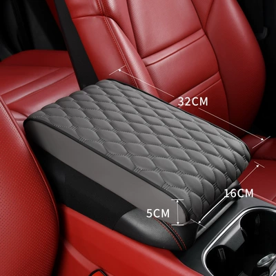 universal car protective cover elbow — Armrest box pad - hexagonal-pattern-armrest-box-small-size-gray