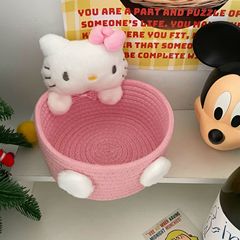かわいい子猫の漫画の収納かごの少女の心の高い顔の値のデスクトップの間食の家の収納かごの化粧品の収納箱