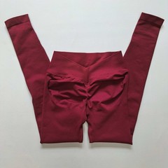 亚马逊后V腰莱卡高回弹臀王提臀塑身柔软紧身无缝长裤瑜伽九分裤