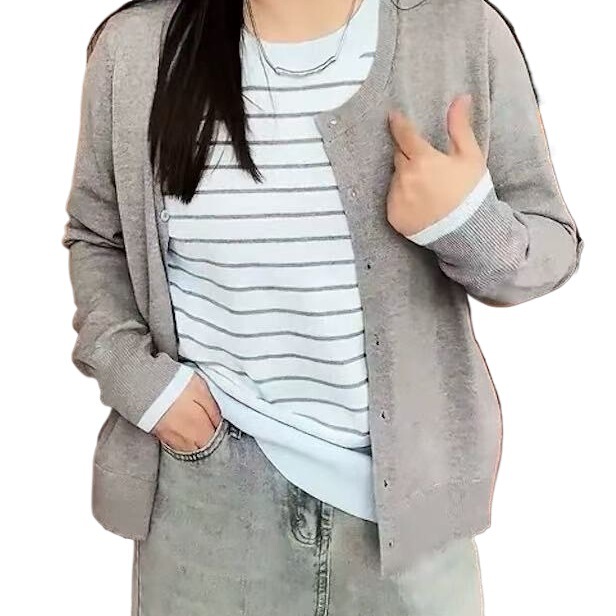 大码新款刺绣假两件针织衫女装新春季胖遮肉显瘦长袖上衣8001#|undefined