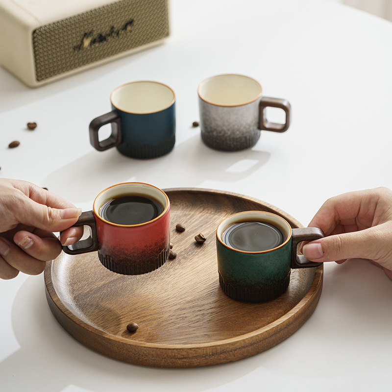 Ceramic Italian Espresso Cup 50ml Small Capacity Tea Cup Wooden Handle Creative Extraction Ansi Cup Single Boxed Ceramic Italian Espresso Cup 50ml Small Capacity Tea Cup Wooden Handle Creative Extraction Ansi Cup Single Boxed