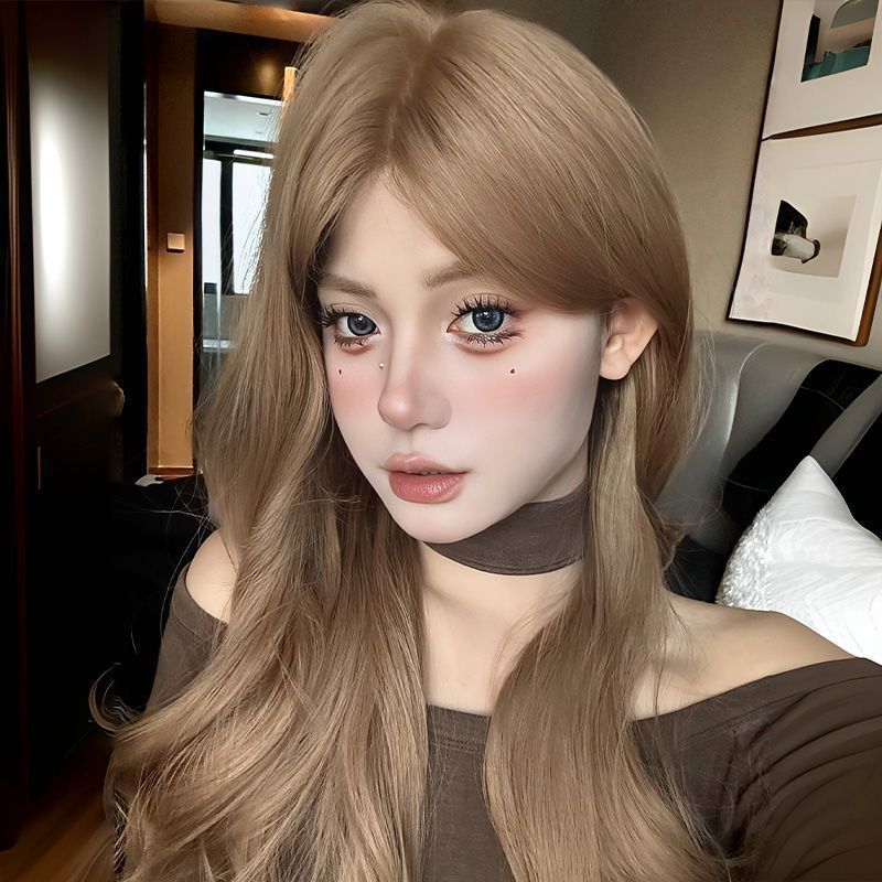 Yiduo Wig for Women with Long Curly Hair, High-End, Large Waves, Small Lace, Artificial Elegant, Fashionable Full-Head Wig
