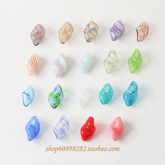 柳葉ツイストカラーガラス玉直孔insレトロdiyビーズ手作耳飾りネックレス材料部品