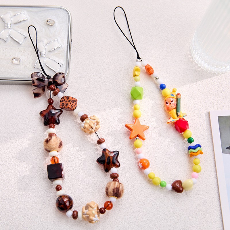 New Leopard Print Phone Lanyard Ins-Style Hanging Rope Accessory Phone Case Earphone Keychain Handmade Phone Lanyard