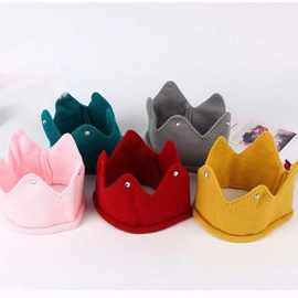 韩版新款婴幼儿针织套头帽秋冬新款儿童皇冠时尚萌造型头饰帽
