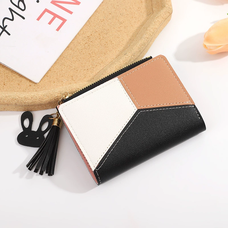 Wallet, short small design shoulder bag, thin fashionable Japanese chain with zipper, simple and elegant design