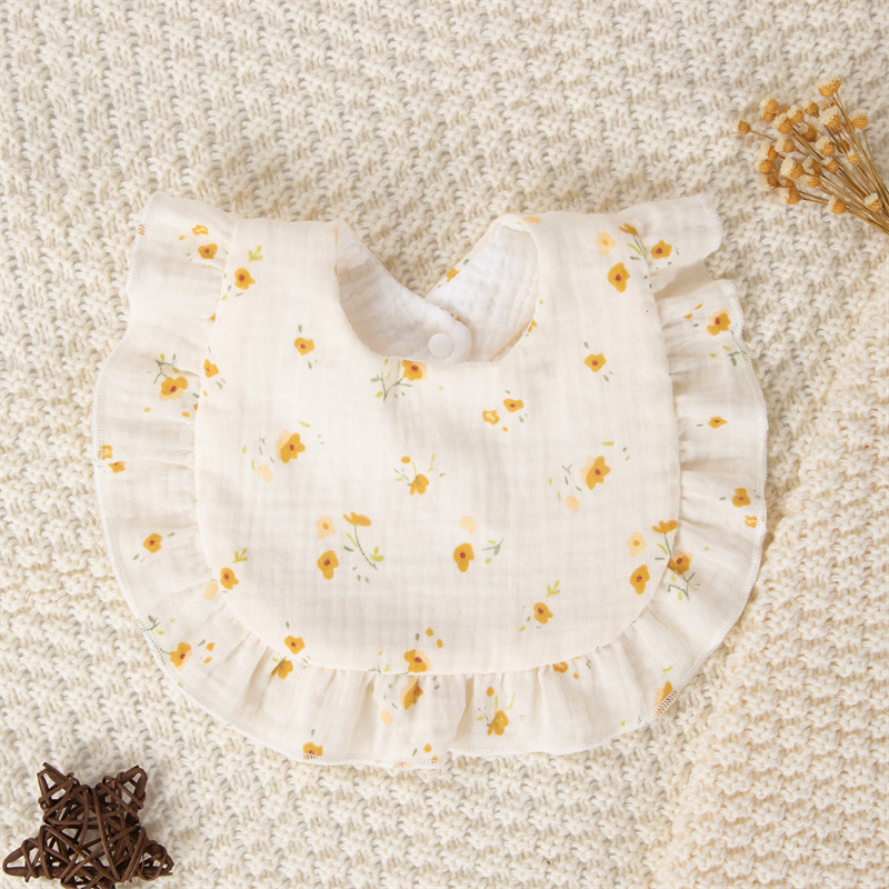 Toalla de saliva para bebé Verano A antibacteriano y agradable para la piel 40 piezas de gasa de algodón puro babero de encaje en forma de U para hombres y mujeres babero para bebés