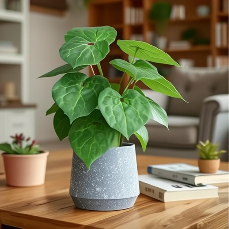 Living Room Office Fake Green Plant Flower Potted High-End Realistic Imitation Cement Pot Artificial Plant Small Bonsai Ornaments