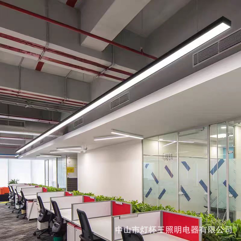 Aluminio sin costuras empalmado led lámpara de barra de oficina gimnasio supermercado forma de barra sin sombra lámpara de cables comerciales