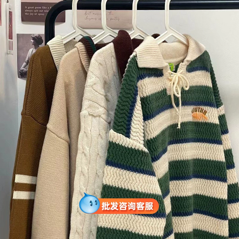 Осенне-зимний свитер в студенческом стиле, свободный, вязаный, женский, топы, брендовая женская одежда, распродажа, опт