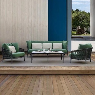 Outdoor Sofa Waterproof and Sunscreen Designer House Courtyard Garden Rattan Sofa Terrace Leisure Rattan Furniture Combination
