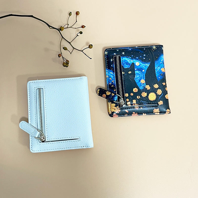 Pu Wallet Rfid Fashion Lychee Pattern Women's Wallet Japanese Style Multifunctional Simple Coin Pocket Short Wallet for Women