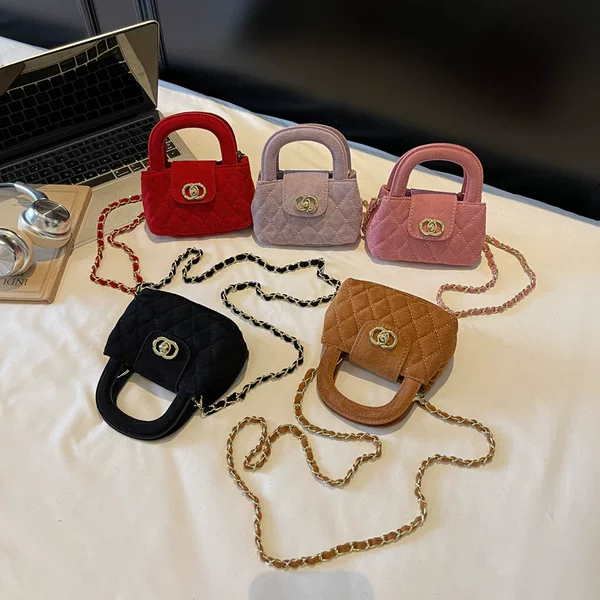 Cross-Border Suede Mini Small Fragrance Handbag High-End Princess Light Luxury Niche Korean Style Rhombus Children's Crossbody Bag