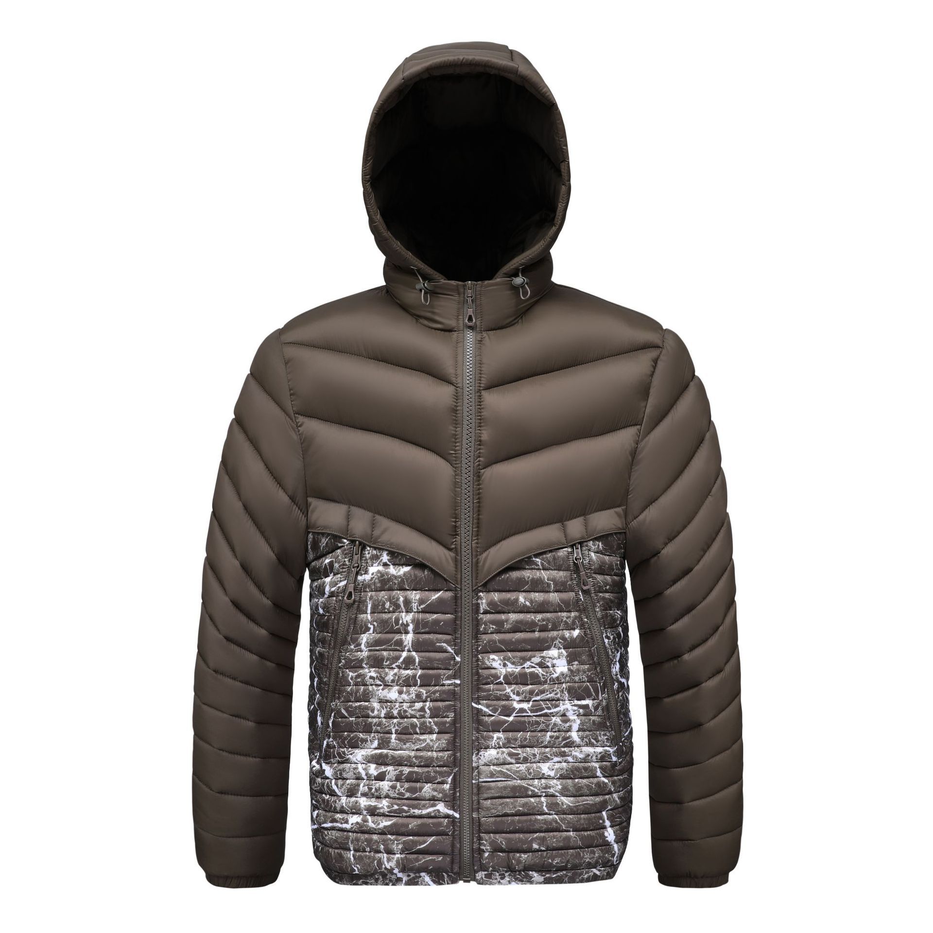 Rib Suit Cotton-padded Jacket Men's Removable Cap Sports Fleece Thickened Cotton-padded Jacket_voghion.com