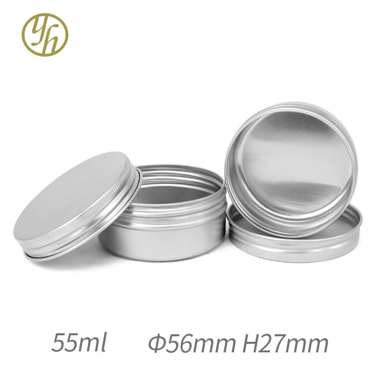 Алюминиевая банка 55ml Спот 56*27mm 55g Круглая резьба алюминиевая коробка для рыбной проволоки Фармацевтическая пищевая крем Алюминиевая металлическая коробка