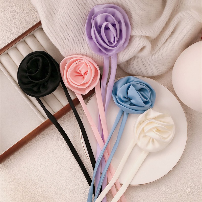 Cuerda para el cabello rosa de satén romántico francés, atmósfera, temperamento, cola de caballo, cuerda para el cabello trenzado, correa para el cabello dulce, correa para el cabello, mujer