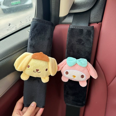 Belt Decorative Protective Cover — Seat belt shoulder pad - seat-belt-shoulder-pads-pudding-dog-melody-2-pack