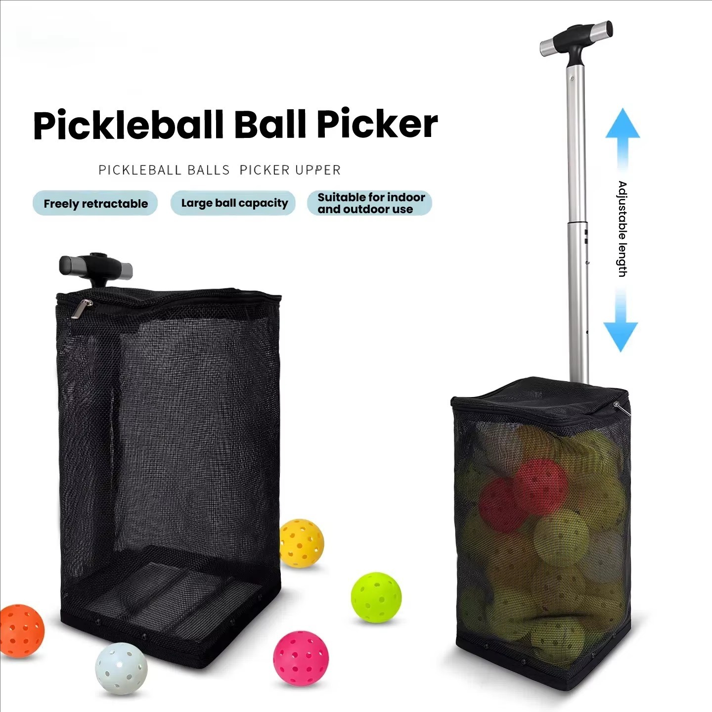 New Xuka Casi Pickleball Ball Picker Large Capacity Storage Ball Bag Tennis Big Red Ball Picker Portable