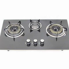 新しい家庭用 3 バーナー強火ガスストーブステンレス鋼パネル/ガラスパネル埋め込み液化ガスストーブ