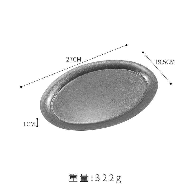 Estilo japonés retro oval placa 304 bandeja de restaurante de acero inoxidable Placa de postre Placa de toalla fondo plano apenado logotipo personalizado