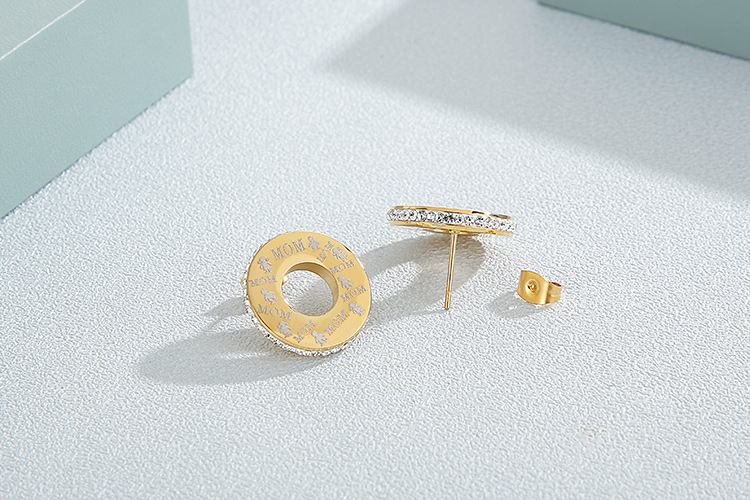 European and American Heart Necklace Semicircle Earrings Electroplating Rhinestone Stainless Steel J