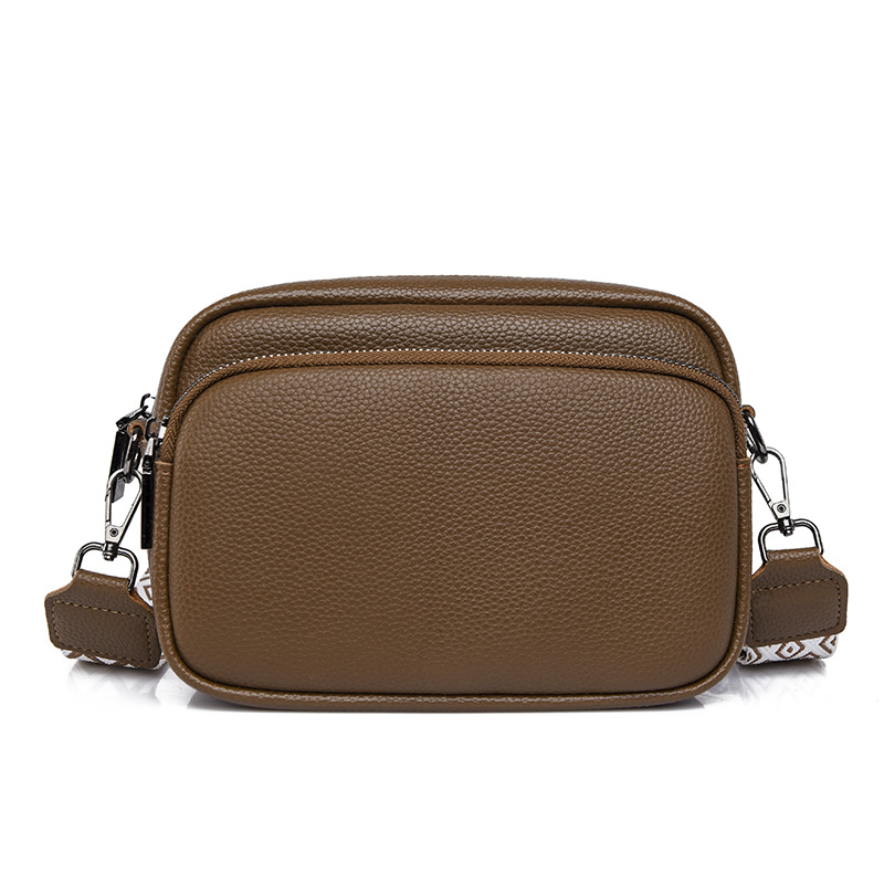 Bolso de mujer de cuero genuino transfronterizo de DENK 2023 nueva bolsa de mensajero de hombro de nicho de moda primera capa de piel de vaca pequeña bolsa cuadrada