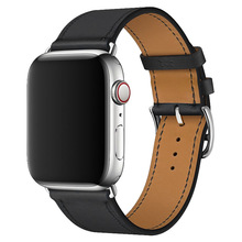 適用蘋果表帶Apple iWatch1-7愛馬家單圈超纖PU二層皮 印花手表帶