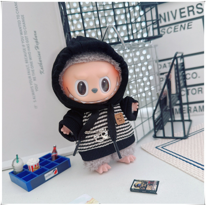 labubu ベビー服 Labubu 第一世代第二世代第三世代 10 センチメートル綿人形黒と白グレートレンディなスウェットシャツパーカーパンツ|undefined