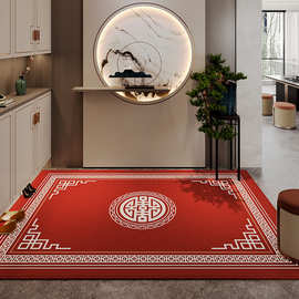高级中式入户门地垫进门地毯门垫高级感玄关门口防滑客厅红色脚垫