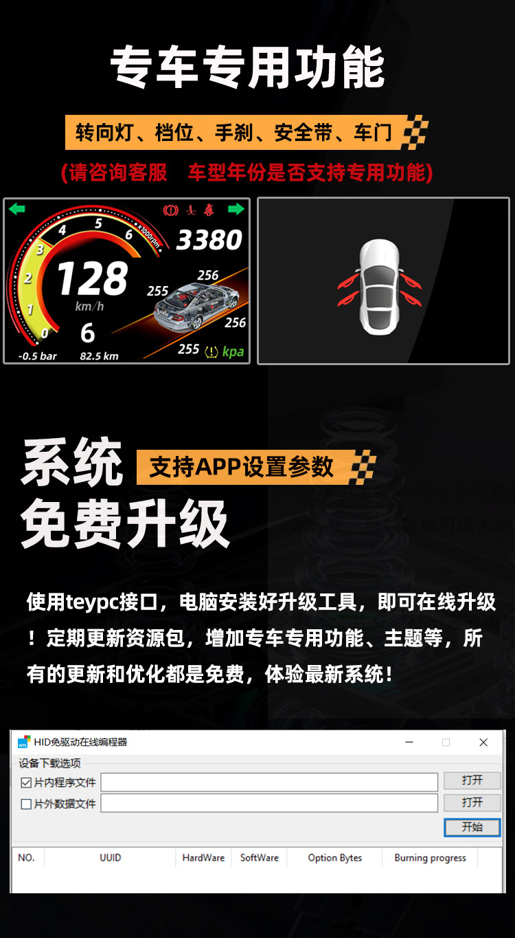 Obd Lcd Instrument, Tire Pressure Monitoring, Hud Head-Up Display, Gps Guide, Multi-Interface, In-Car Smart Multi-Function