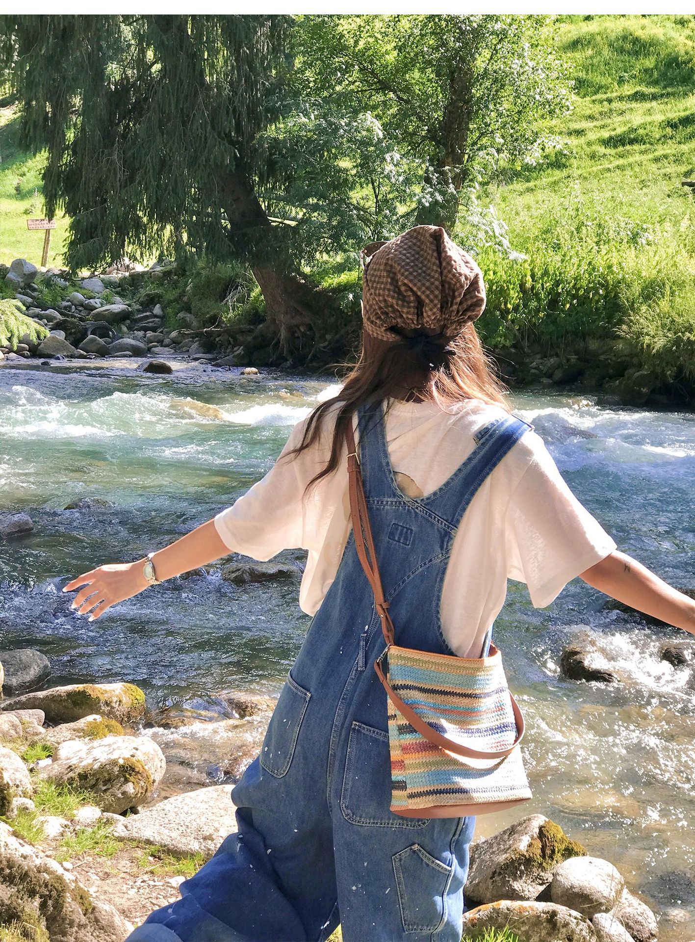 Vintage-Karomütze für Damen, dünn, für den Sommer, für großen Kopfumfang, elegant, vielseitig und lässig._voghion.com