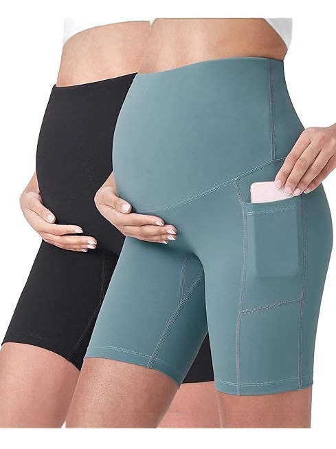 European and American Cross-Border Maternity Shorts High-Waisted Sports Belly Support Hip-Lifting Leggings Yoga Pants with Pockets 5inch and 8inch
