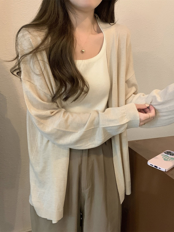 早秋2025新款别致宽松外搭独特高级感气质长袖针织开衫上衣女外套|undefined
