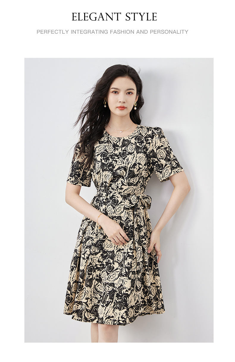 Váy voan in hoa dáng maxi thắt eo tôn dáng che khuyết điểm — Màu đen chi tiết 12